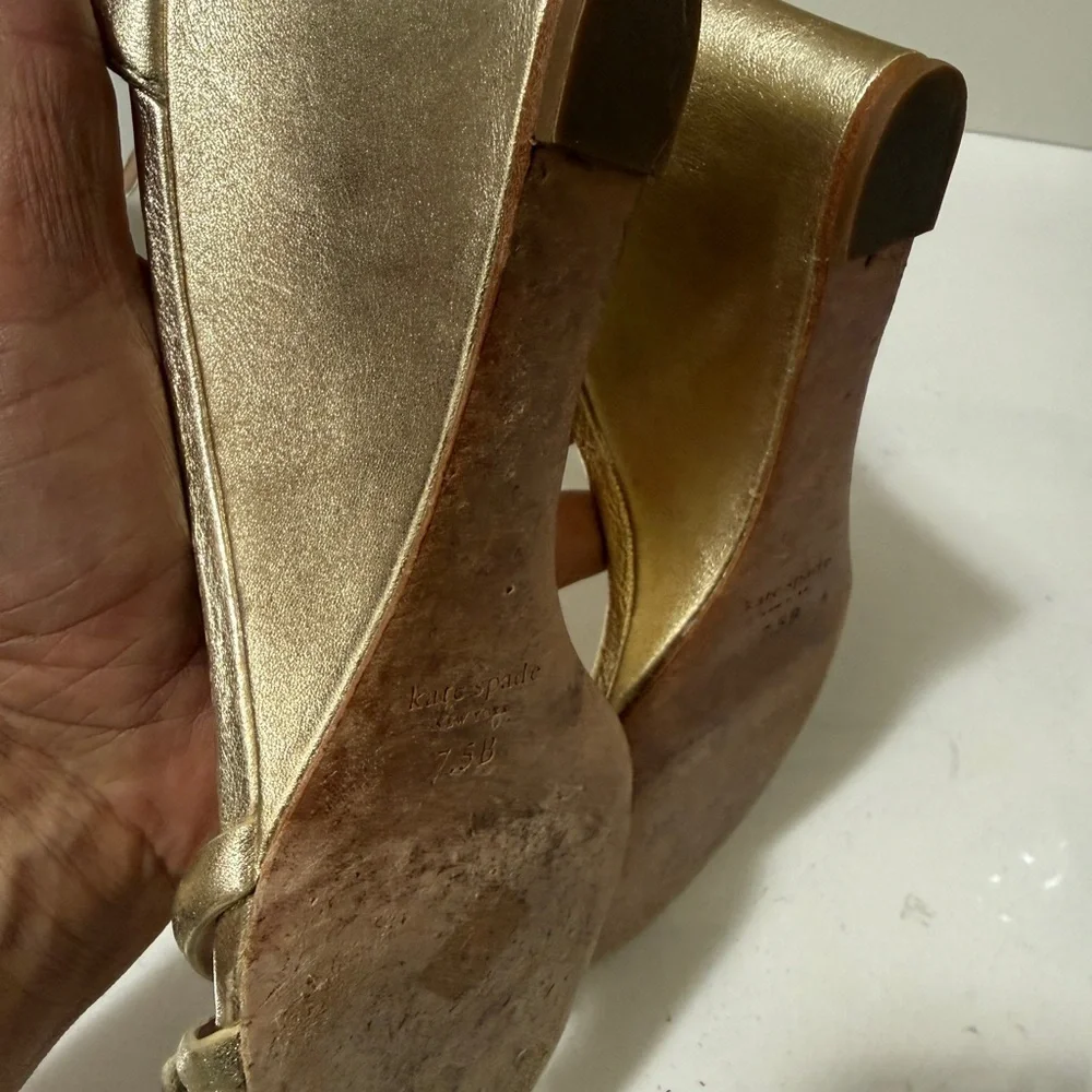 kate spade Women's Gold Bow Ankle-Strap Sandals
